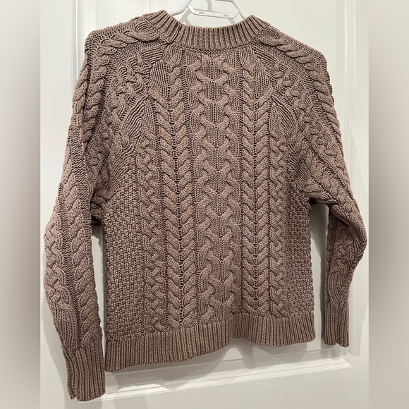 Aerie | Taupe Cable Knit Crewneck Sweater, XS - Picture 4 of 6